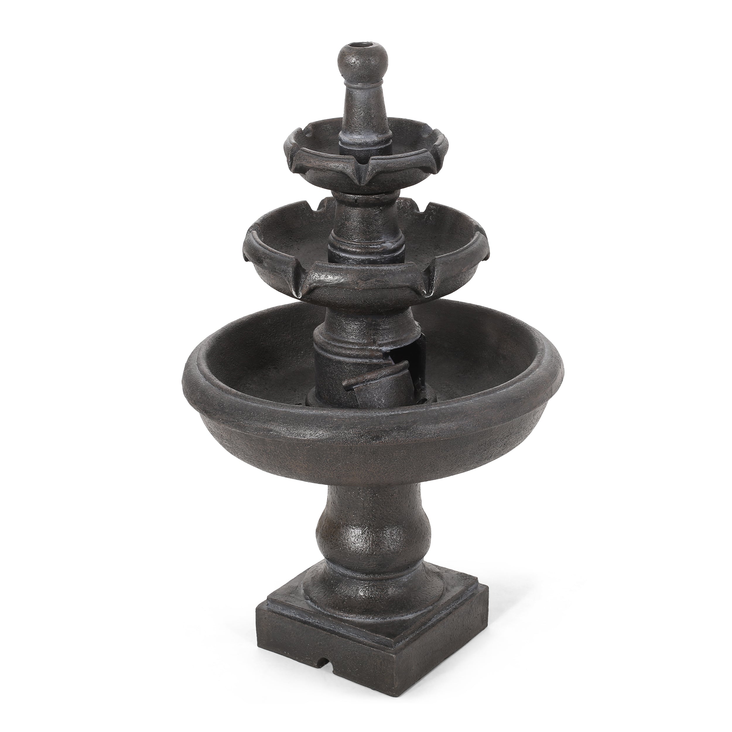 Irwington Outdoor 3-Tier Fountain, Dark Gray