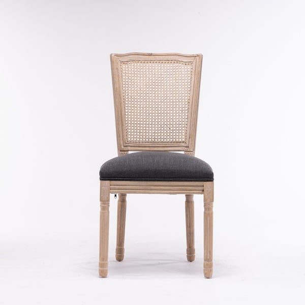 2pcs French Style Dining Chair with Square Rattan Backrest