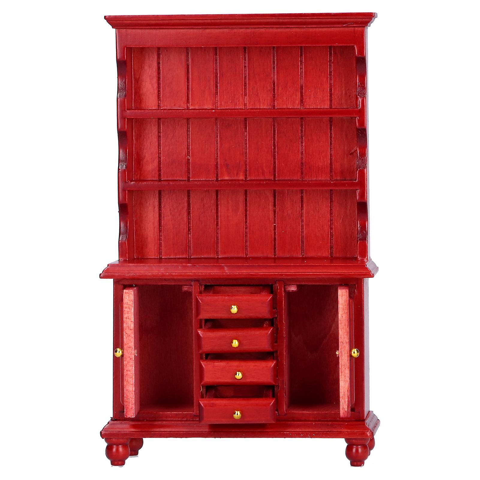 1:12 Dollhouse Wooden Bookcase Cupboard Cabinet Mini Furniture Toy (redwood Color)