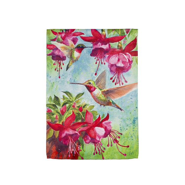 Evergreen Fuchsia Hummingbird Garden Suede Flag 12 5 X 18 Inches Indoor Outdoor Decor