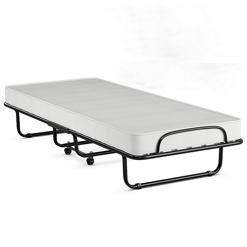 Made in Italy Rollaway Folding Bed with Memory Foam Mattress and Sturdy Metal Frame