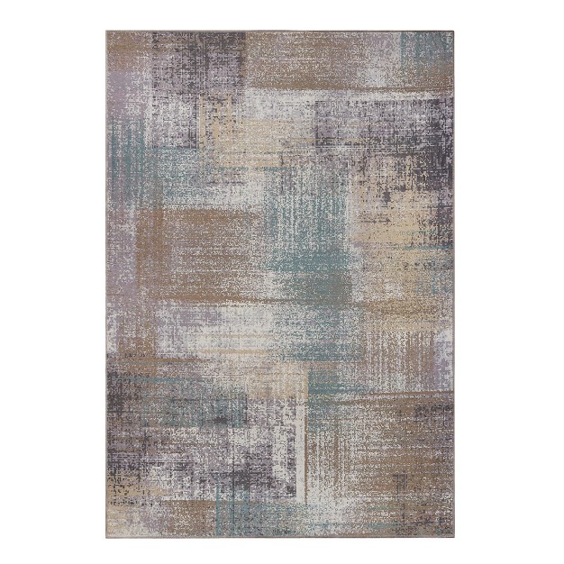 Brushed Patchwork Distressed Abstract Modern Machine Washable Indoor Area Or Runner Rug By Blue Nile Mills