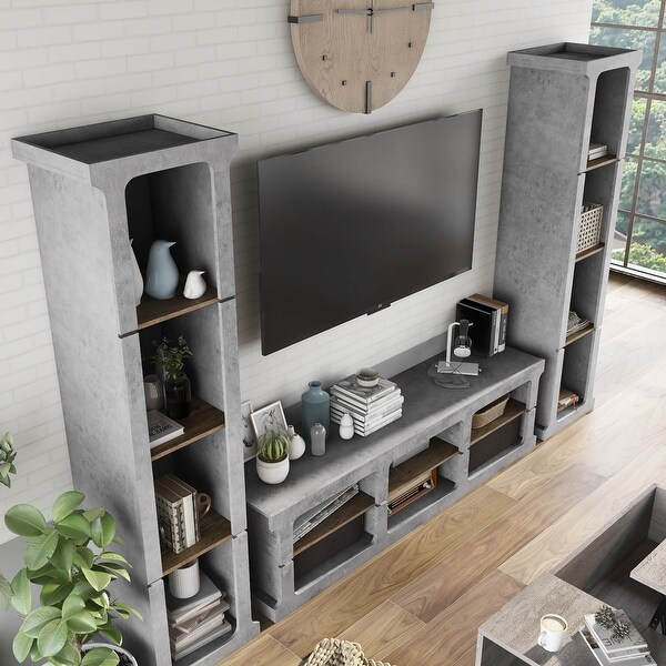 DH BASIC Cement Grey Urban 3-piece Entertainment Center by Denhour