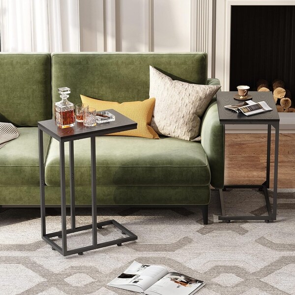 C Shaped End Table for Sofa and Bed，TV Tray Table