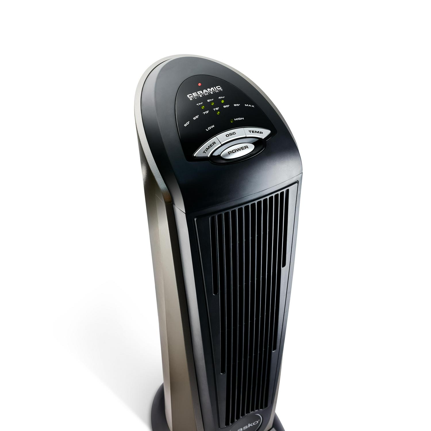 Lasko 1500W Electric Oscillating Ceramic Tower Space Heater with Remote Control， 751320， Black