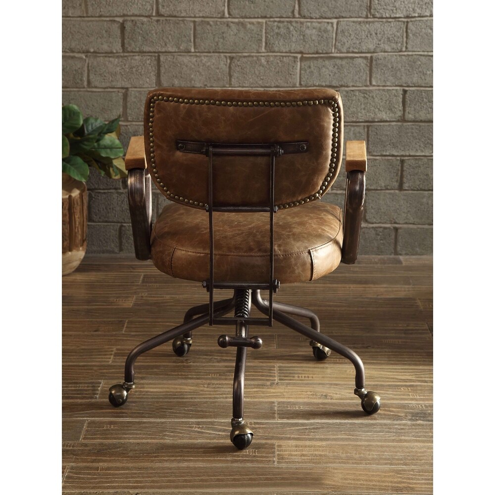 Office Chair in Vintage Whiskey Grain Leather Desk Chair Executive Chairs