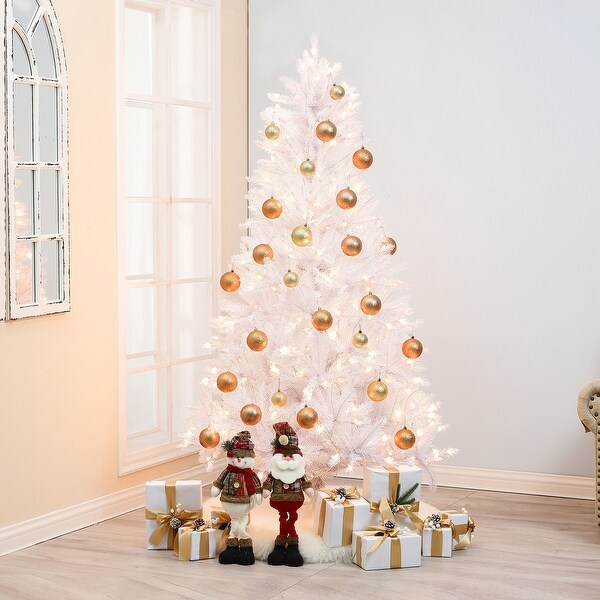 6.5Ft PreLit Artificial White Full Christmas Tree