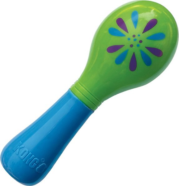 KONG Shakers Acoustix Maraca Dog Toy Green and Blue， Medium