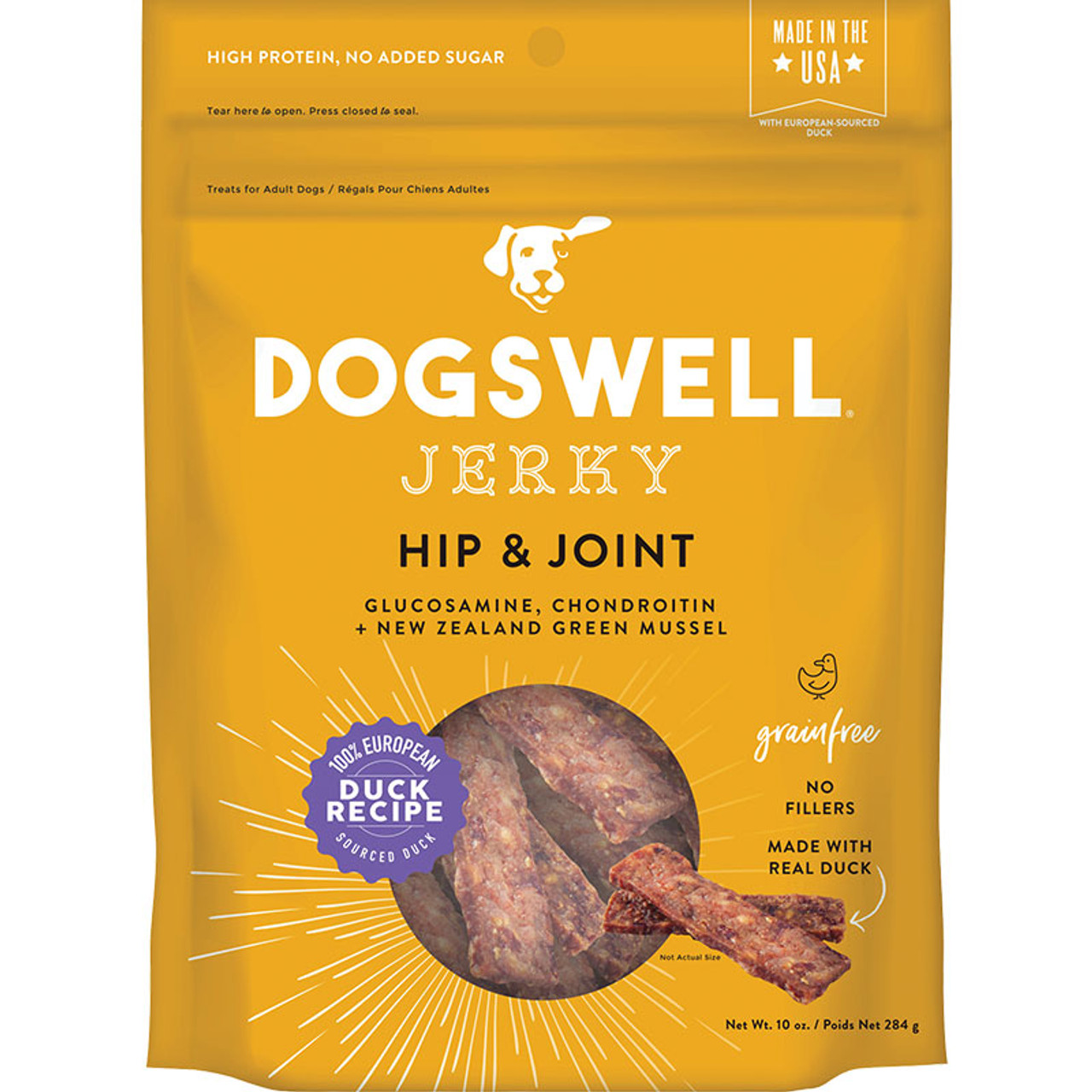 Dogswell Hip and Joint Grain Free Duck Jerky Dog Treats 10oz Bag