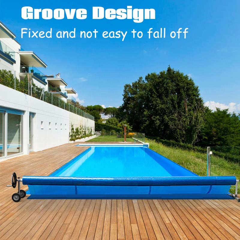 21 FT Solar Pool Cover Reel Set with Hand Crank & Wheels, Aluminum Solar Swimming Inground Cover Blanket Reel Roller