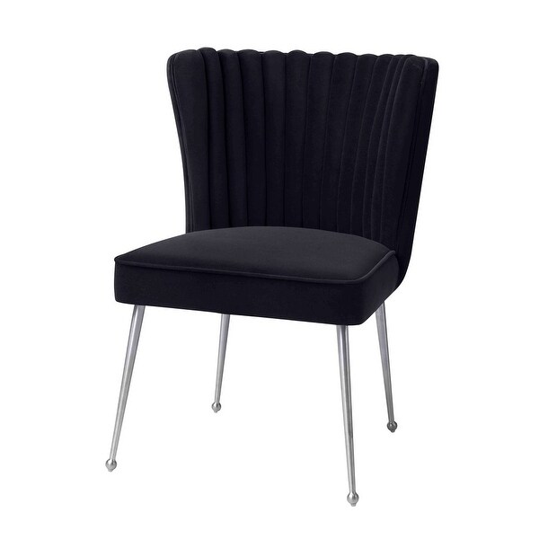 Sansa Velvet Upholstered Dining Accent Chair with Brushed Angled Legs