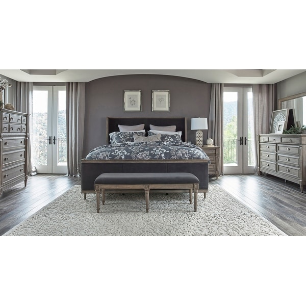 Martinique French Grey 2-piece Bedroom Set with Nightstand - - 35046085