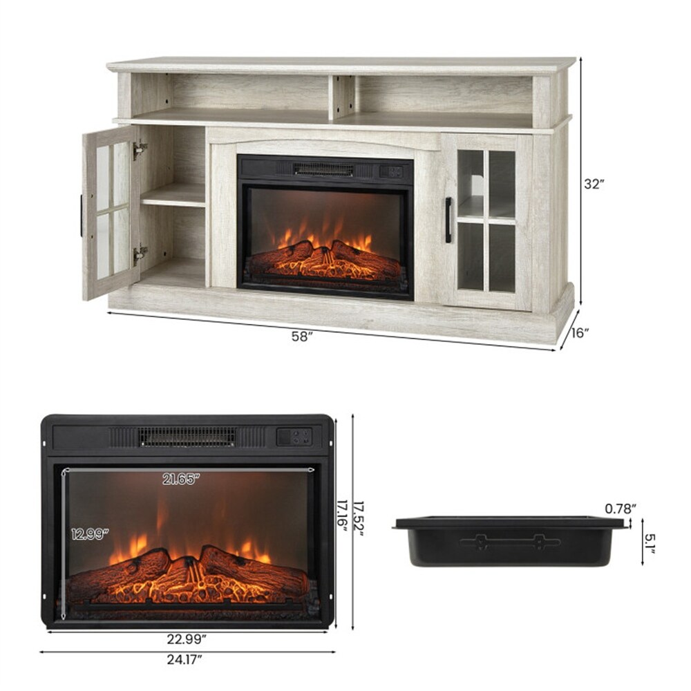 Mordern Fireplace TV Stand for TVs Up to 65 Inch with Cabinets