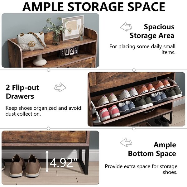 Auromie Freestanding Shoe Storage Cabinets Rustic - - 37764722