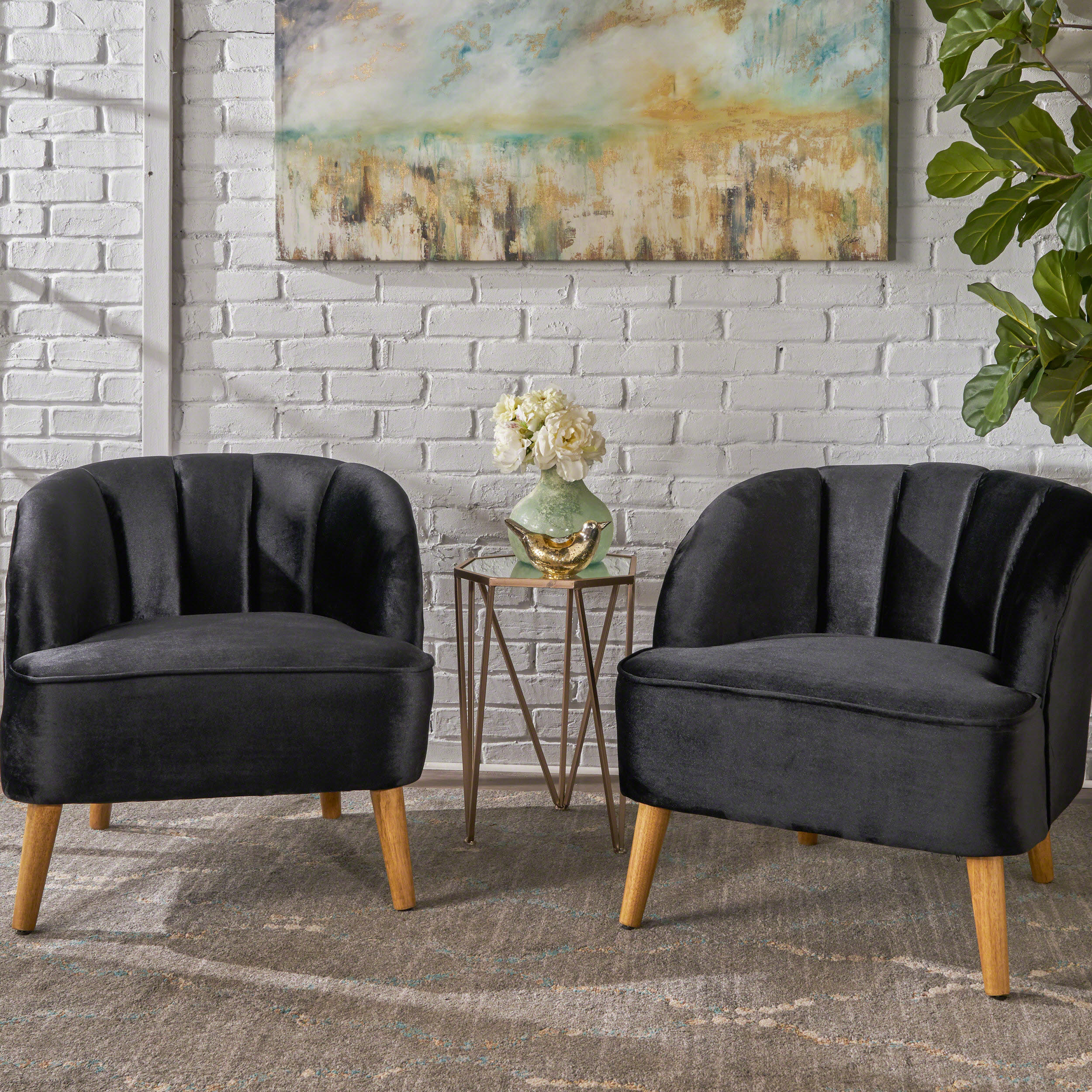 Scarlett Modern Velvet Accent Chair (Set of 2)