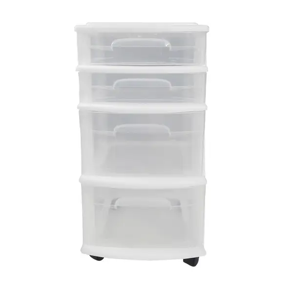 Homz 4-Drawer White Wheeled Cart