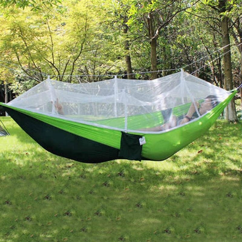 Green Outdoor Garden Hammock Mosquito Net Portable Outdoor Garden Travel Swing Hanging Bed Camping Furniture