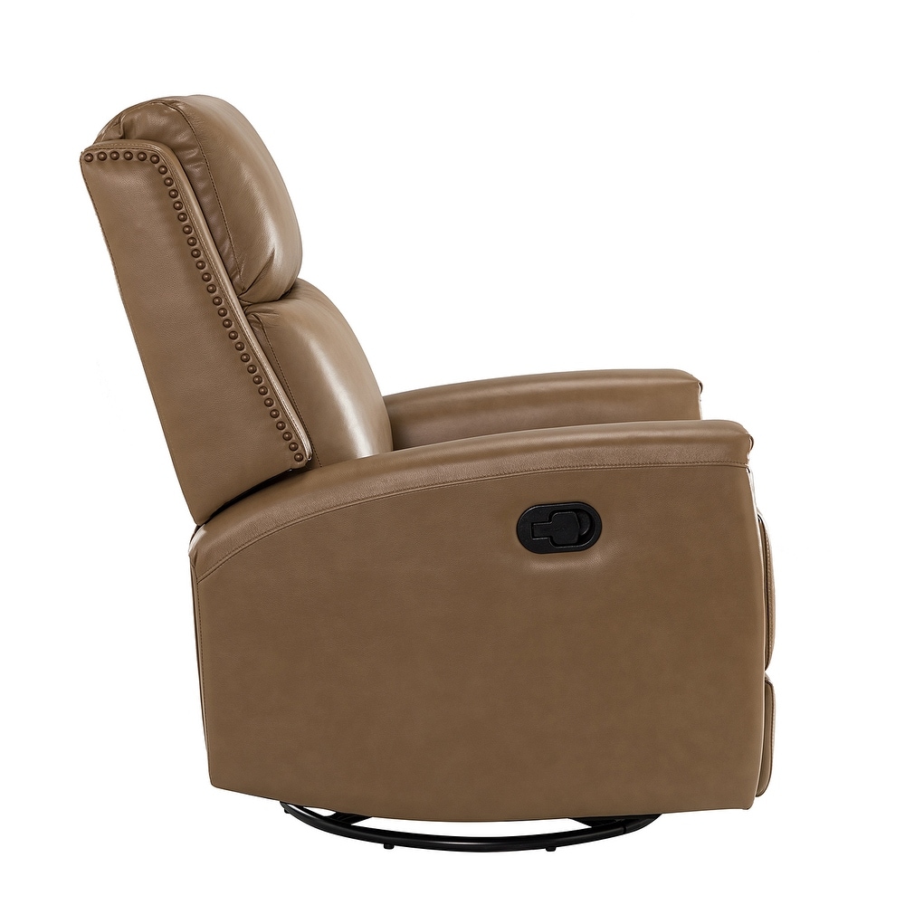 Fiacro 30.31''Wide Modern Genuine Leather Wingback Swivel Rocker Recliner With Tufted Back