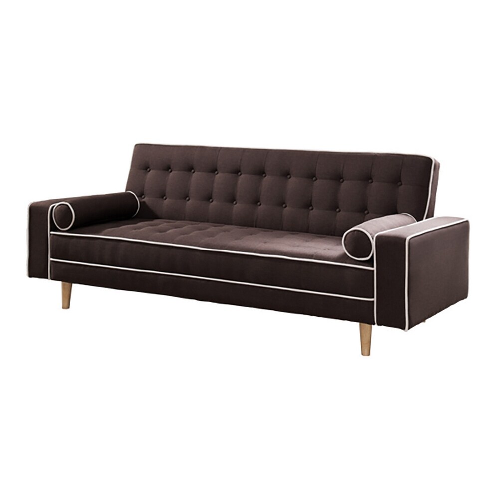 Futon Sofa Bed With Matching Bolsters  Dark Brown