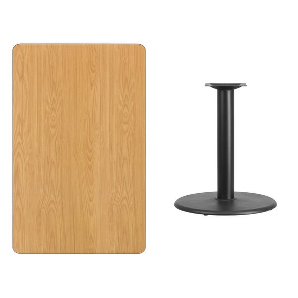 30'' x 48'' Rectangular Laminate Table Top with 24'' Round Table Height Base - 30