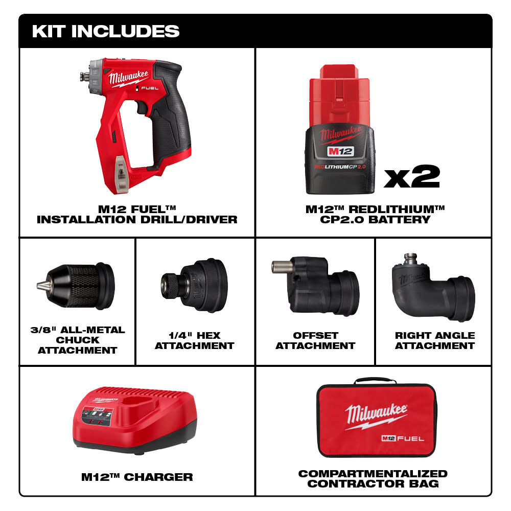 Milwaukee M12 FUEL Installation Drill/Driver Kit 2505-22 from Milwaukee