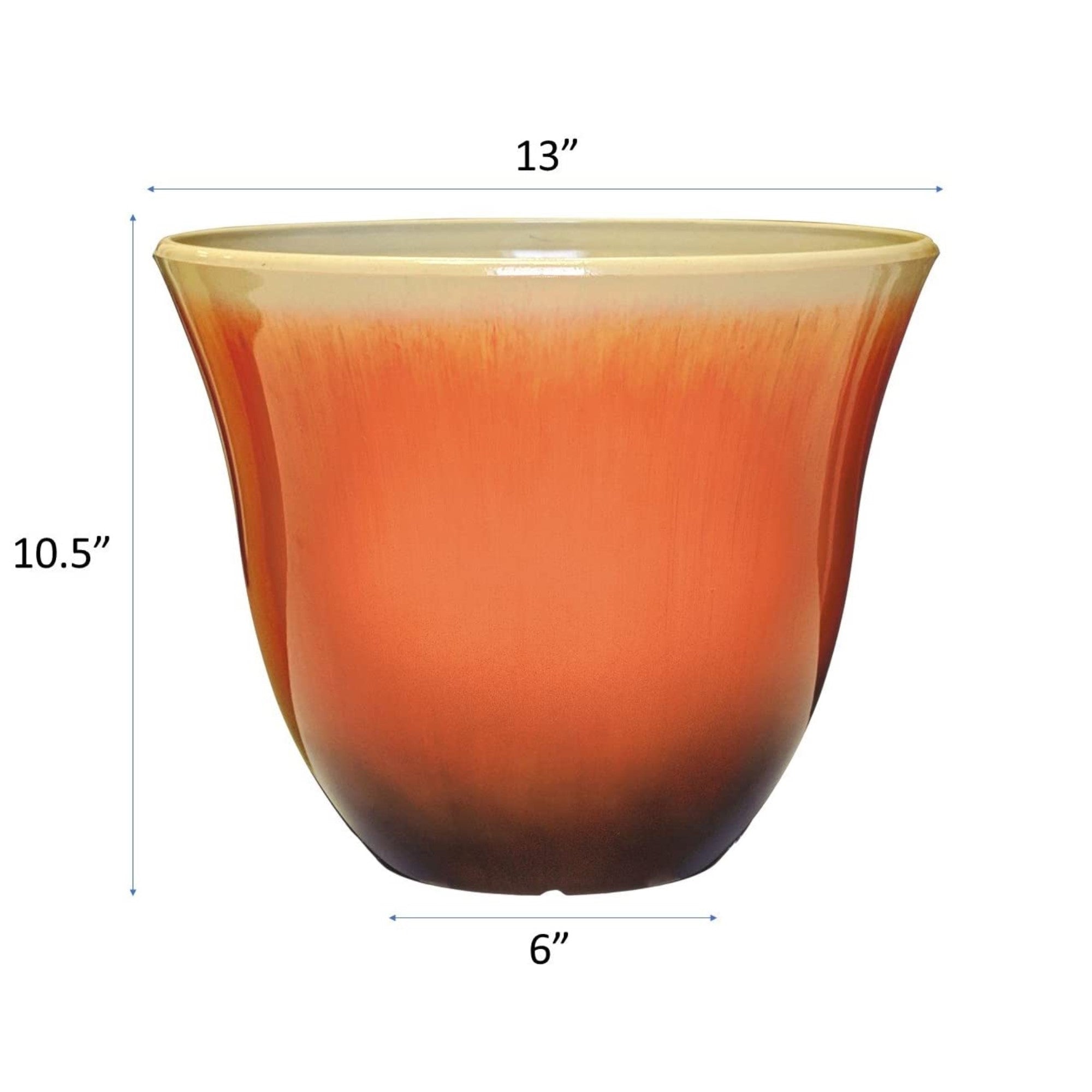 Classic Home and Garden Honeysuckle Resin Flower Pot Planter, Tequila Sunrise, 13