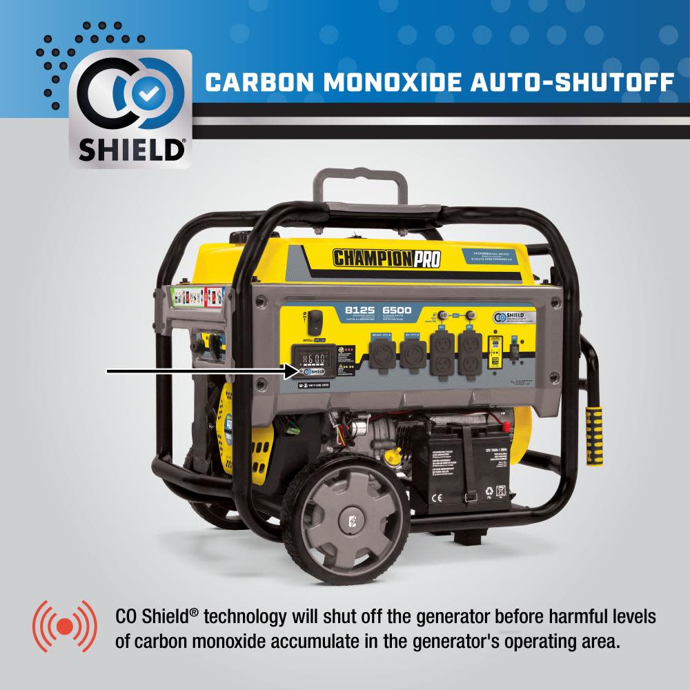 Champion PRO Generator 6500 Watt Professional Grade Portable with CO Shield and Electric Start ;