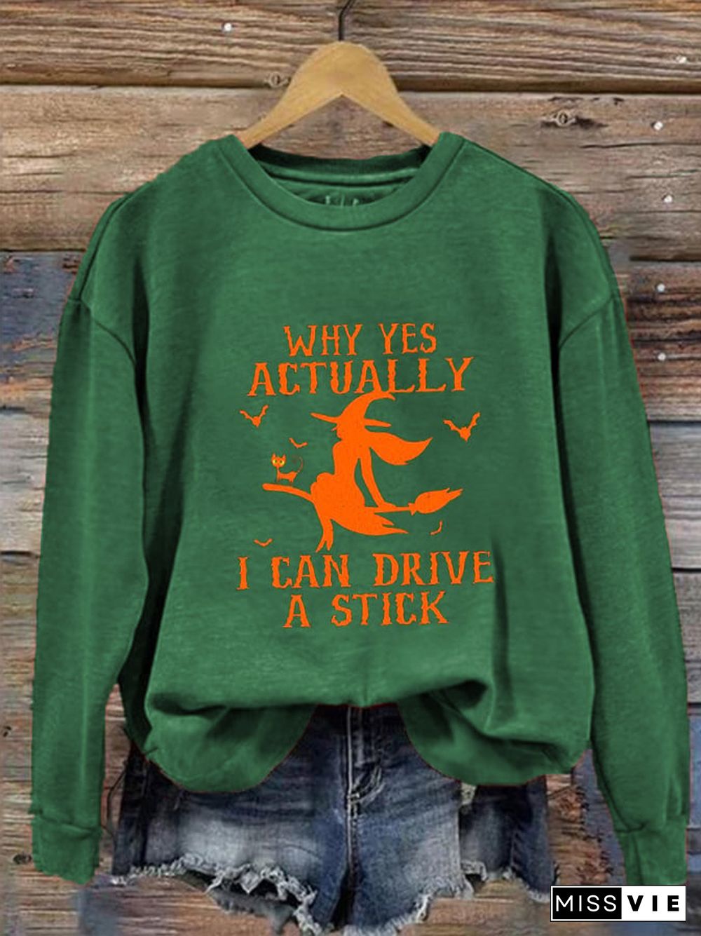 Women's Halloween Why Yes Actually I Can Drive A Stick Prnted Sweatshirt