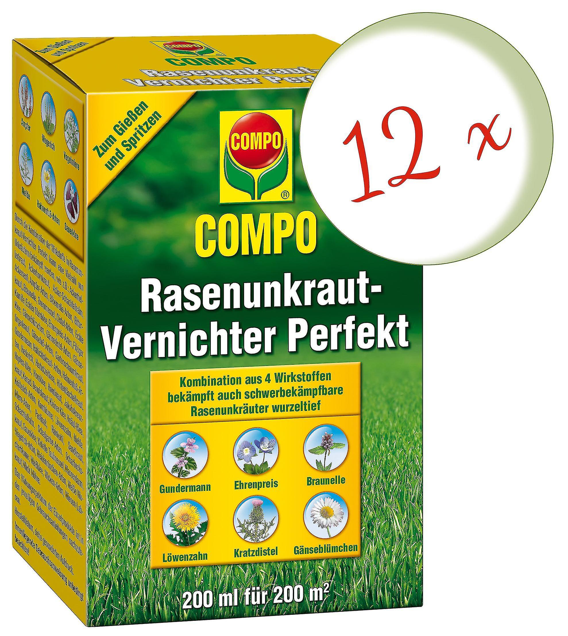 12 x COMPO Lawn Weed Killer Perfect， 200 ml