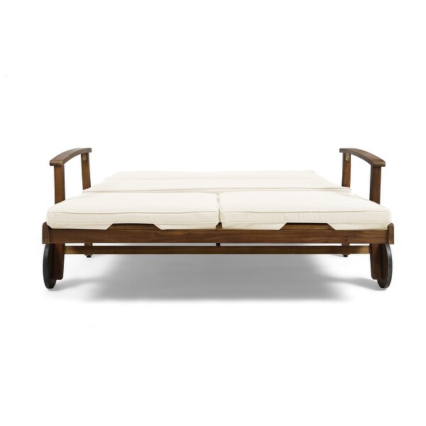 Perla Acacia Wood Double Chaise Lounge by Christopher Knight Home