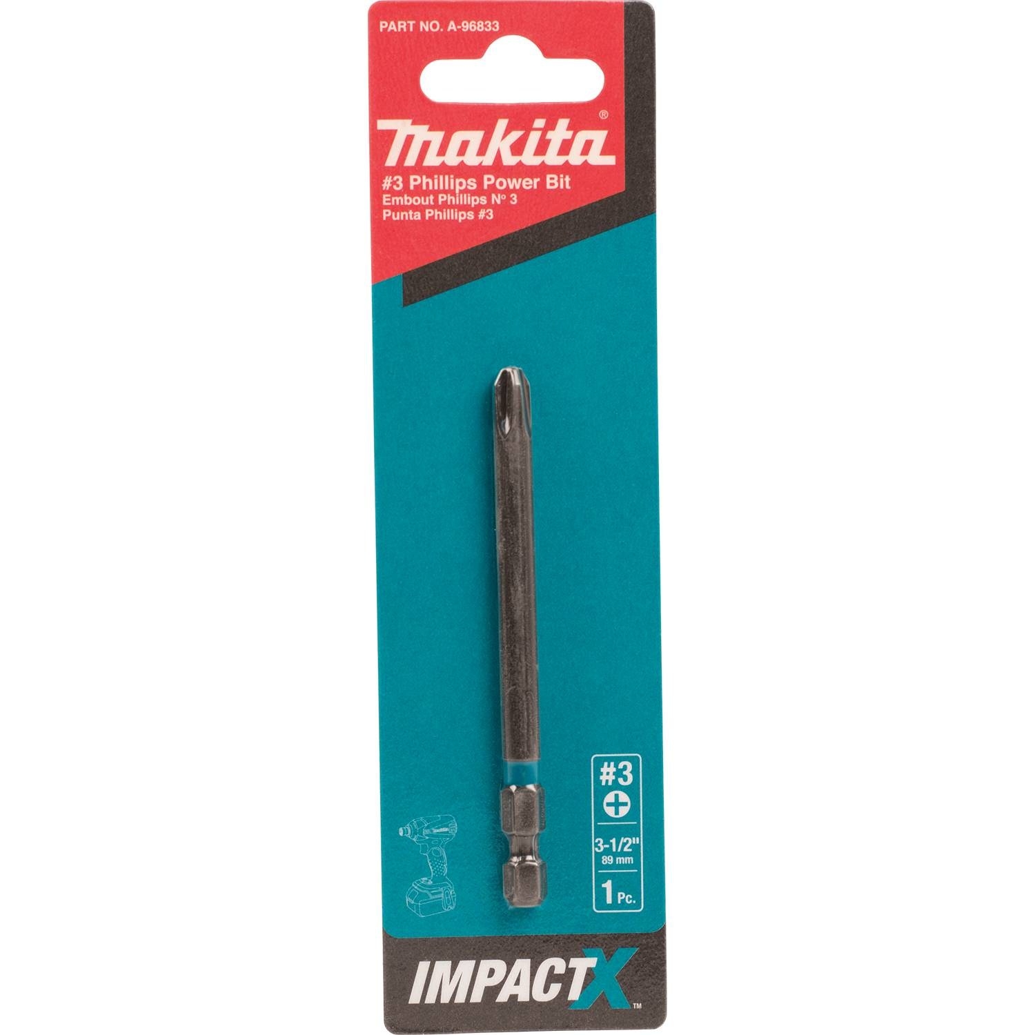 Makita ImpactX Phillips #3 X 3-1/2 in. L Power Bit S2 Tool Steel 1 pk