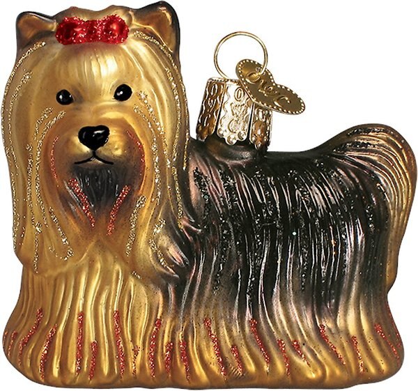 Old World Christmas Yorkie Glass Tree Ornament， 2.5-in