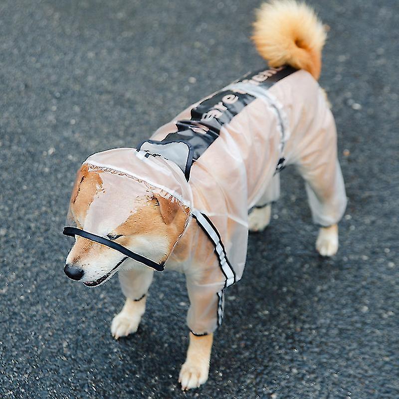 Dog Raincoat Four Legged Waterproof Pet Clothes Poncho， White