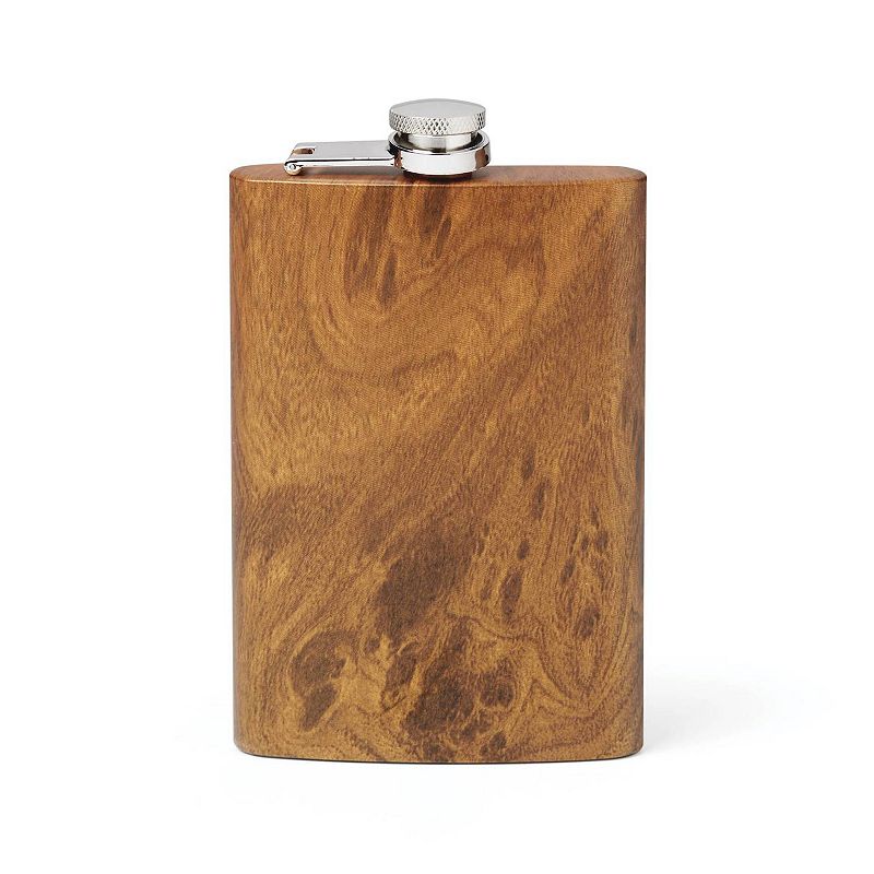 Cambridge 4-pc. Wood Decal and Stainless Steel Flask Set