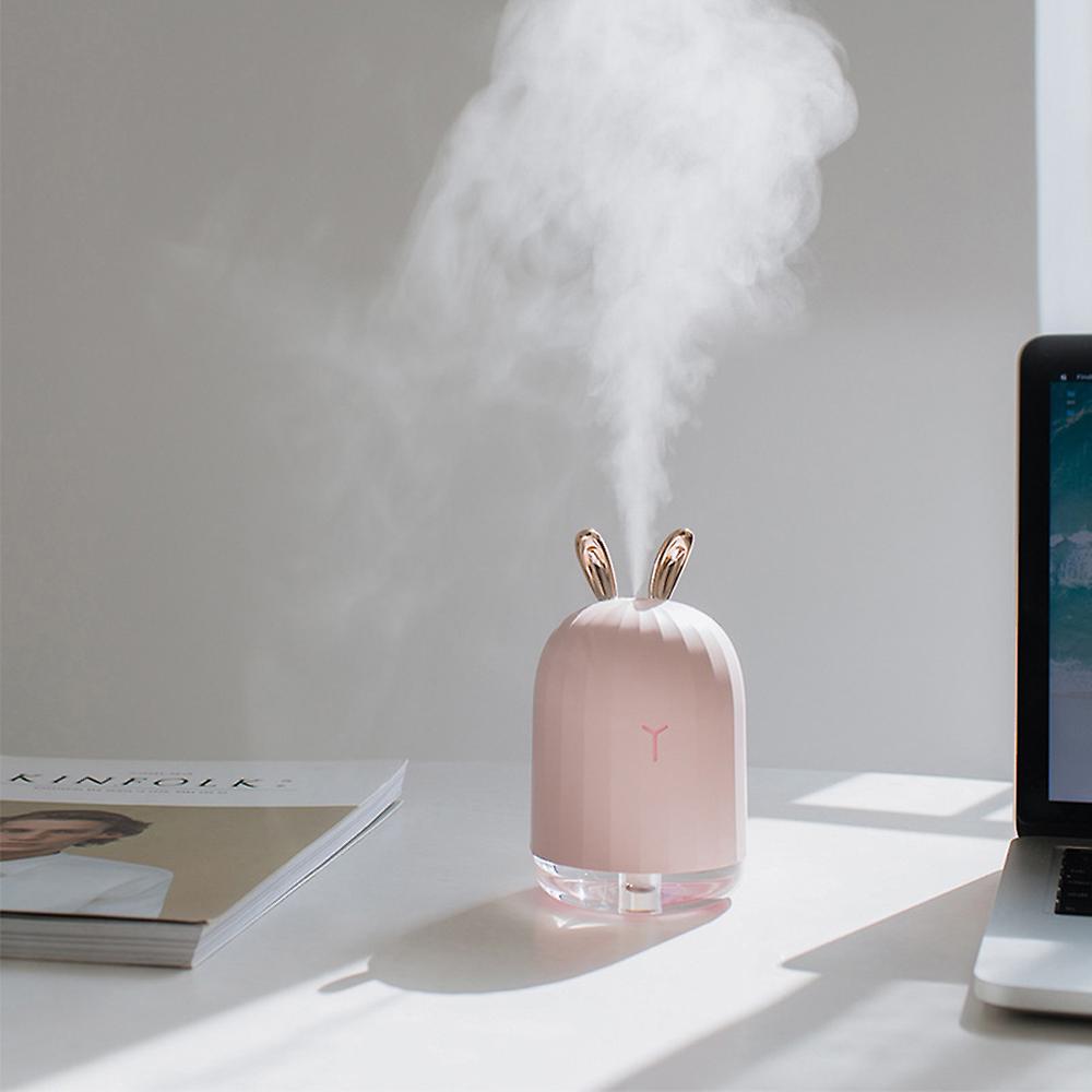 Pink 220ml Usb Air Humidifier Mist Diffuser Home Car Fog Maker With Night Lamp