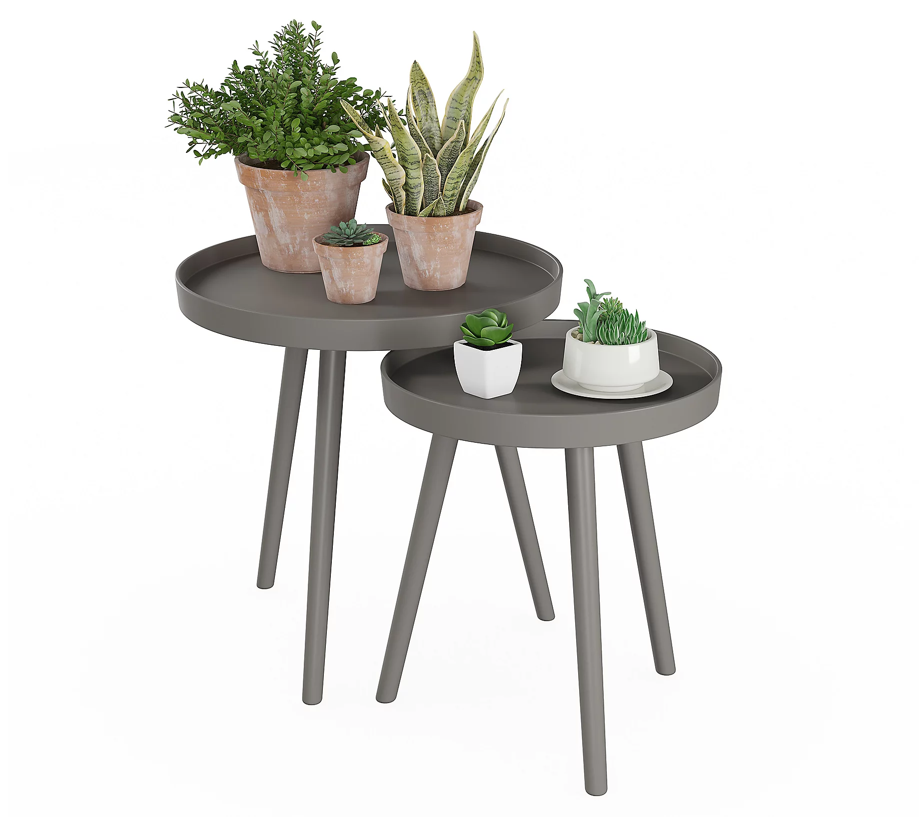 Lavish Home Set of 2 Round Nesting End Tables