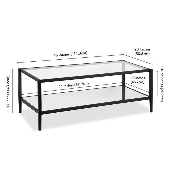 Hera 45'' Wide Rectangular Coffee Table with Mirror Shelf