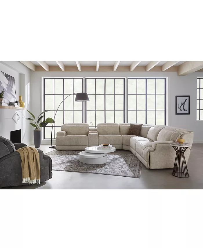 Furniture Sebaston 3-Pc. Fabric Sofa with 2 Power Motion Recliners and 1 USB Console