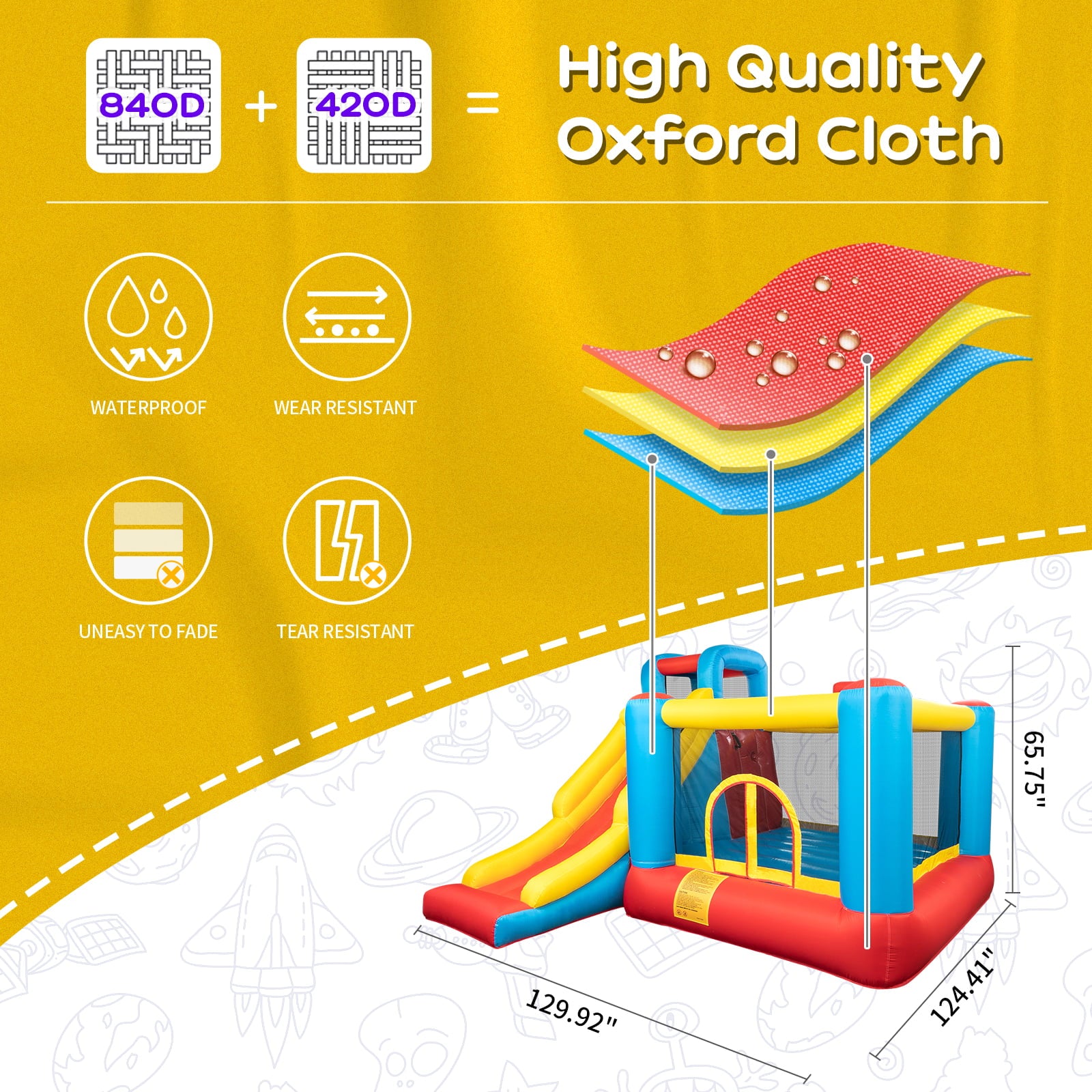 Multi-Color Inflatable Bounce House Kids Slide Jumping Castle Bouncer with Balls Pool and Bag