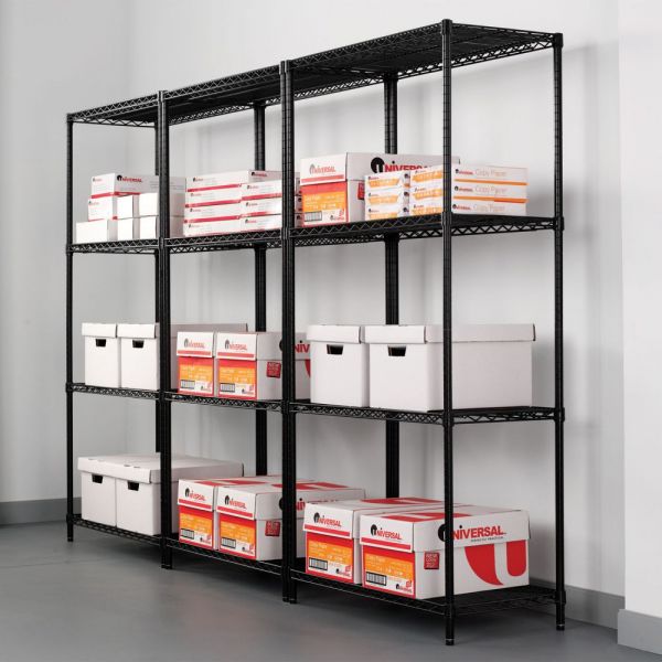 Alera NSF Certified Industrial Four-Shelf Wire Shelving Kit， 36w x 24d x 72h， Black