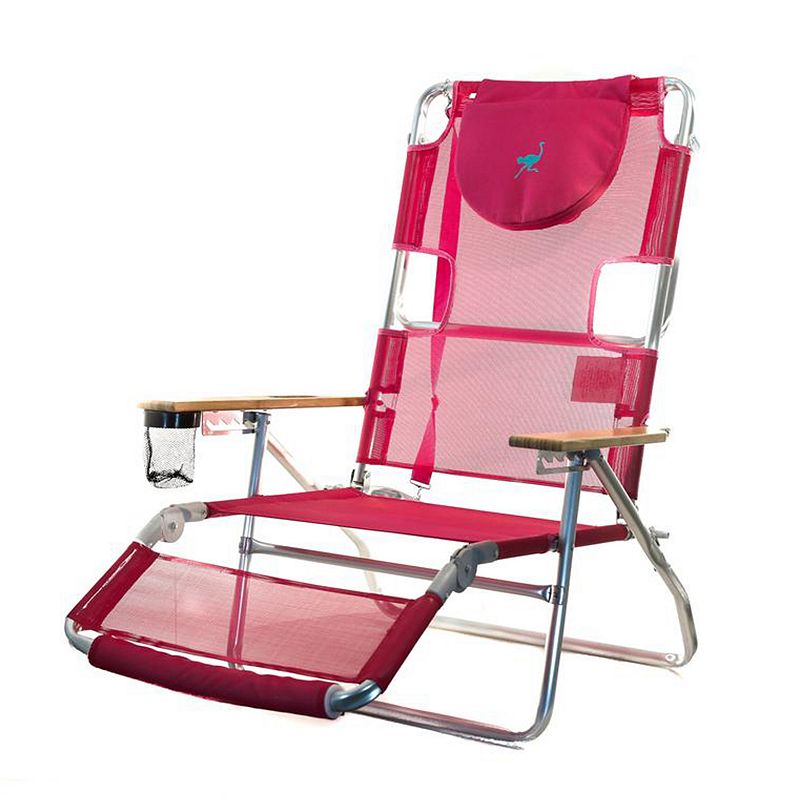 Ostrich Altitude 3 In 1 16 Inch Tall Lounge Reclining Beach Chair， Pink (2 Pack)