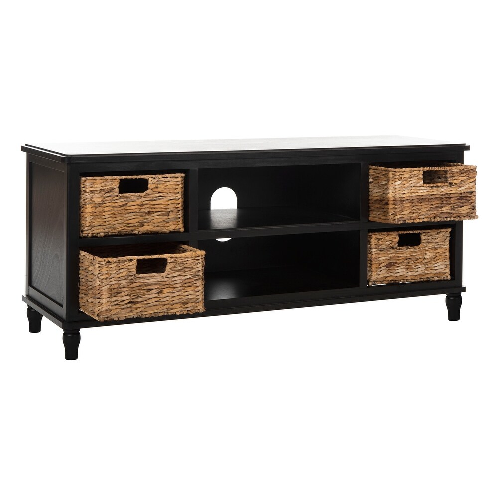 SAFAVIEH Rooney Distressed Black 4 Drawer Storage 20\