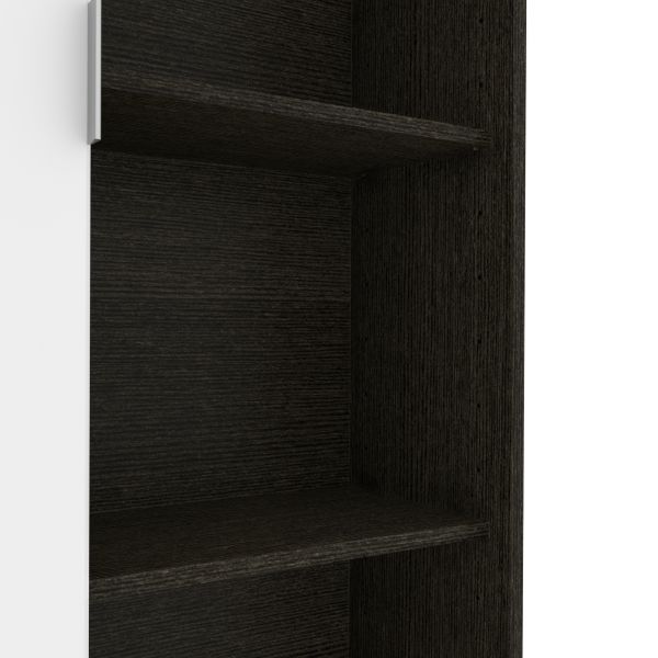 Bestar Aquarius Bookcase with Sliding Door - Deep Grey and White