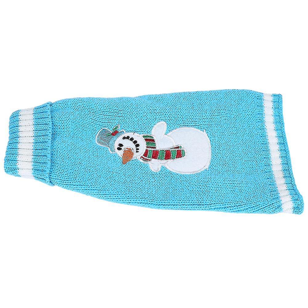 1Pc Pet Winter Warm Clothes Christmas Blue Snowman Sweater for Large Dogs(XS)