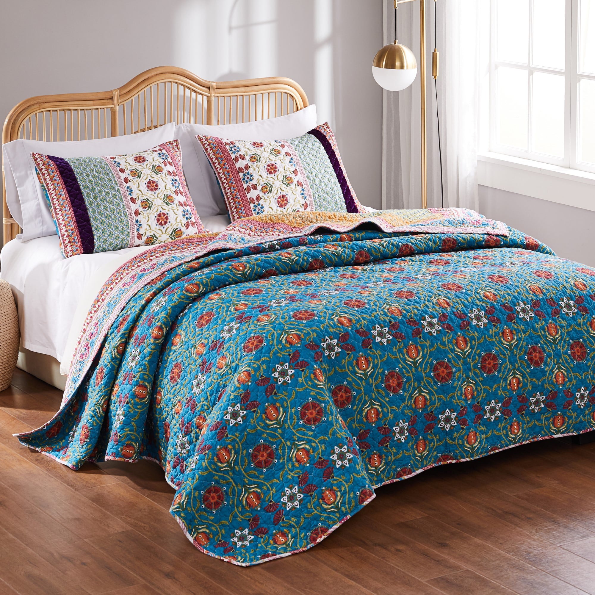 Global Trends Tori Reversible Cotton Quilt Set， 2-Piece Twin/XL