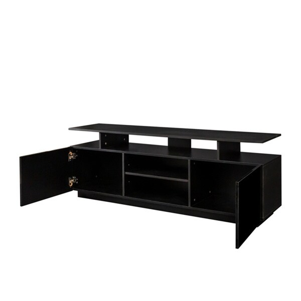 Black Modern LED TV StandTV Media Center for Living Room