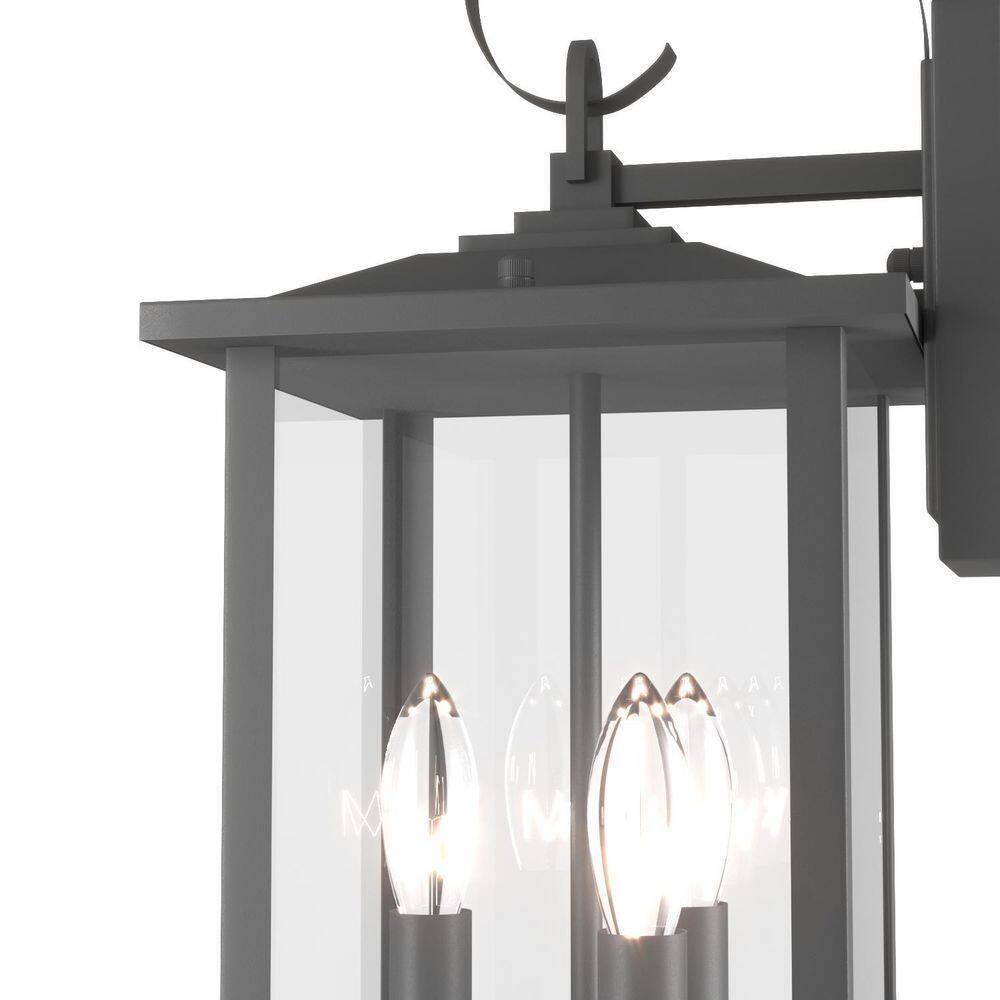 Maxax Hawaii 19.88 in. H 3-Bulb Black Hardwired Outdoor Wall Lantern Sconce with Dusk to Dawn MX7004-W3BK