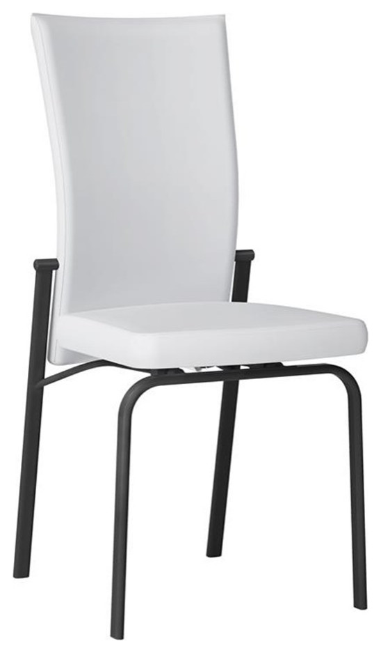 Maklaine White Faux Leather Motion back Side Chair (Set of 2)   Transitional   Dining Chairs   by Homesquare  Houzz