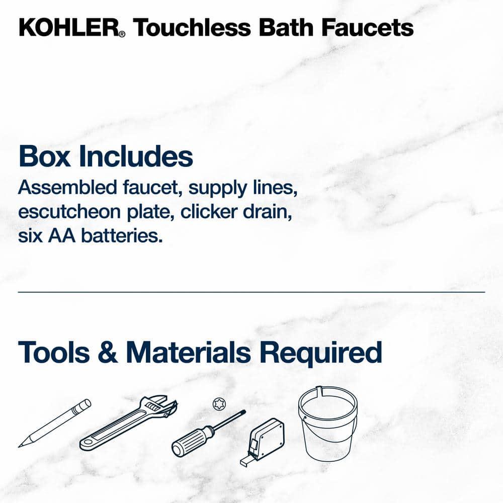 KOHLER Rubicon Battery Powered Touchless Single Hole Bathroom Faucet in Vibrant Brushed Nickel