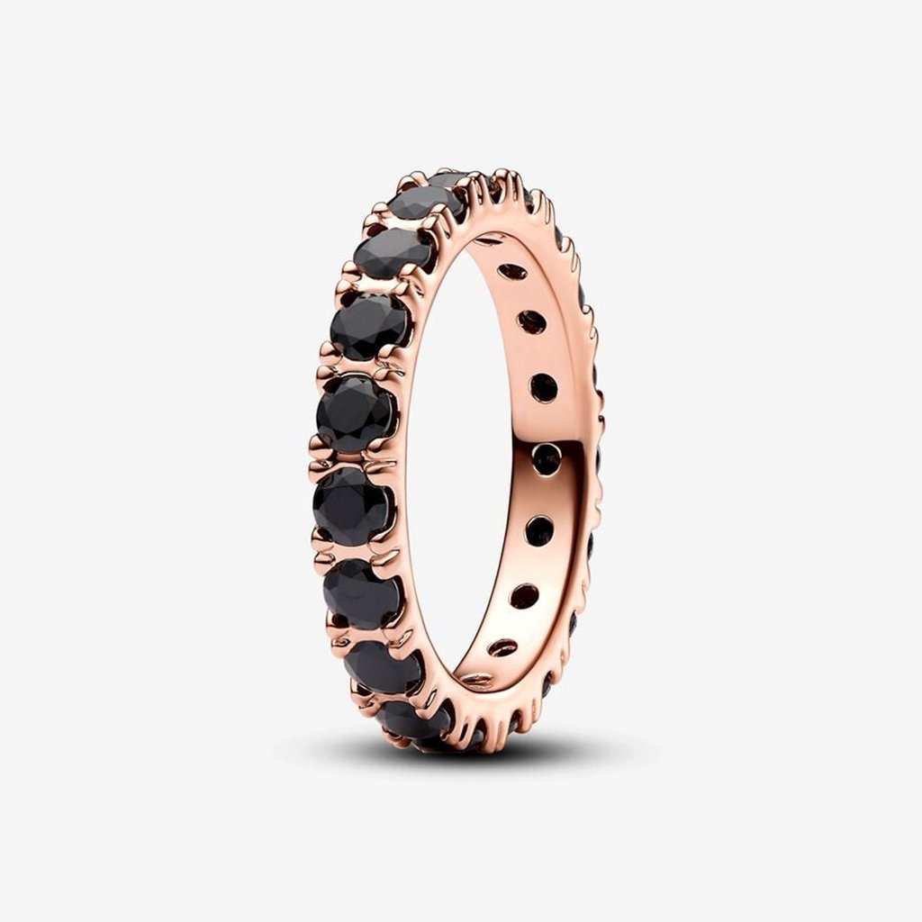 PANDORA  Black Sparkling Row Eternity Ring in Gold